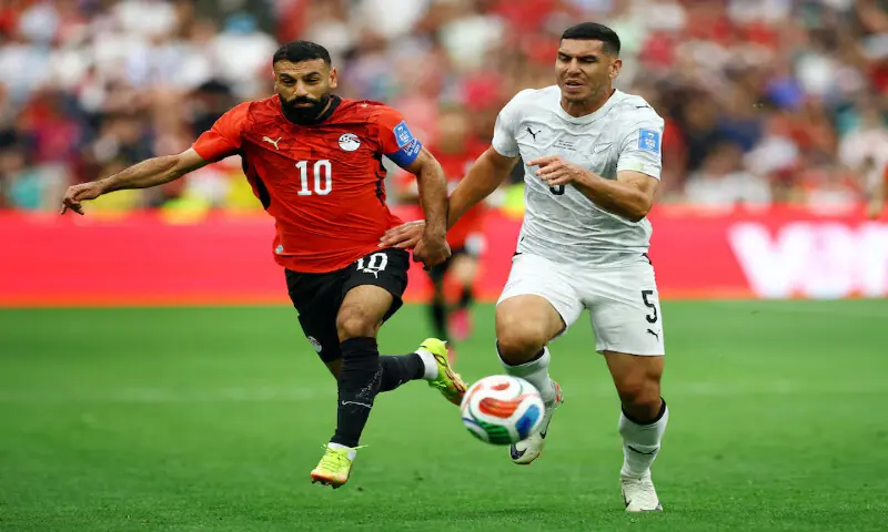New Zealand&rsquo;s Michael Boxall in action with Egypt&rsquo;s Mohamed Salah in a World Cup match in Vancouver, Canada. &ndash; Reuters