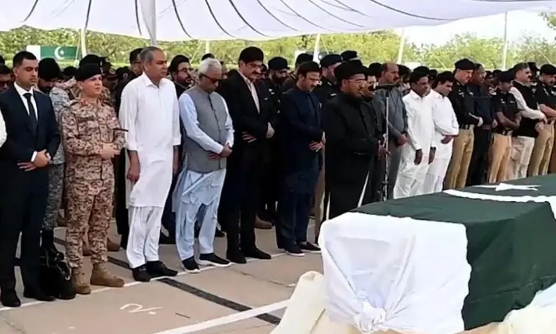 کراچی دہشت گرد حملے میں شہید رینجرز جوانوں کی نمازِ جنازہ ادا