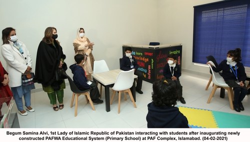 BEGUM SAMINA ALVI INAUGURATES PAFWA EDUCATIONAL SYSTEM (PES) PRIMARY SCHOOL AT PAF COMPLEX, ISLAMABAD