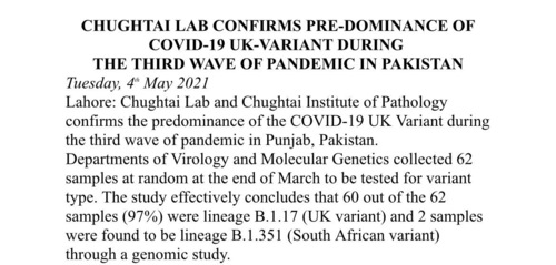 UK variant reason behind the third wave of Covid in Pakistan, new study confirms