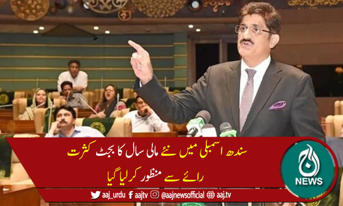 سندھ اسمبلی میں نئے مالی سال کا بجٹ کثرت رائے سے منظور