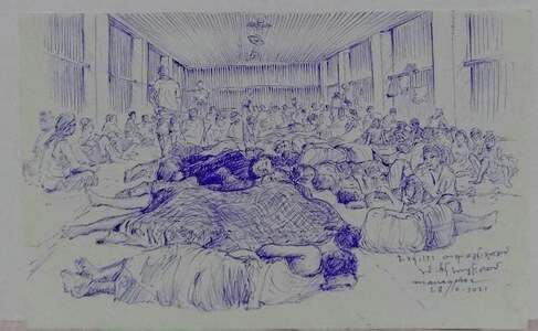 Smuggled sketches offer glimpses into harsh Myanmar prison