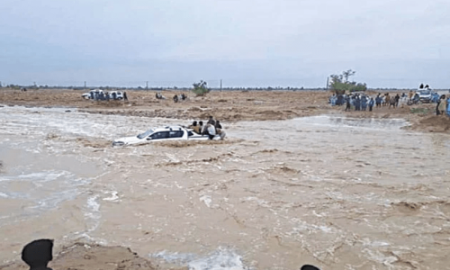 Six dead after van swept away in flood in Sibi