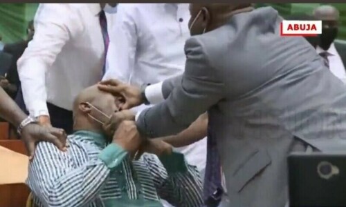 Nigerian official fakes fainting after being grilled about missing funds