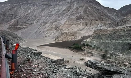 Panic as river blockage in Diamer results in temporary formation of a lake