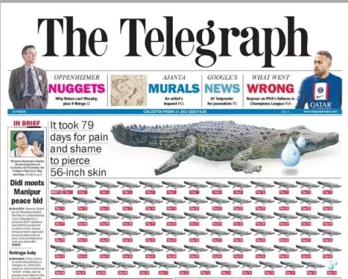 Indian newspaper mocks Narendra Modi with crocodile photos on Manipur violence