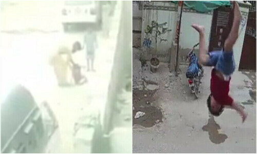 Falling child saved by internet wire