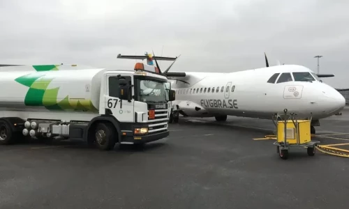 Aircraft spray painted by climate activists at Swedish airport