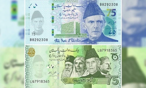 SBP clarifies both blue, green color banknotes of Rs75 can be used