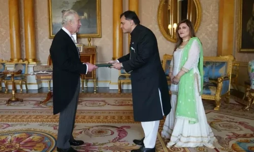 Dr Mohammad Faisal arrives at Buckingham Palace to present his credentials