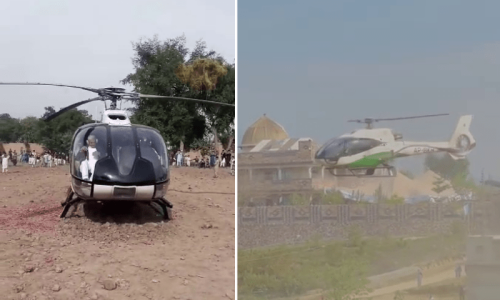 Swabi groom arrives at wedding in helicopter