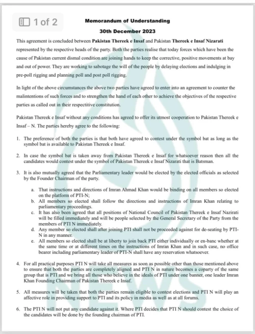 What was in PTI&rsquo;s alleged agreement with PTI-N?