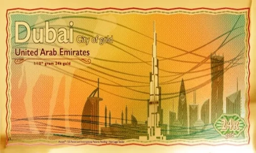 24-karat gold note shines in Dubai sites