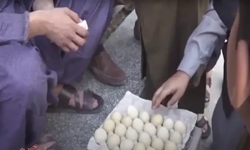 Traditional game of egg fight in Balochistan on Eid