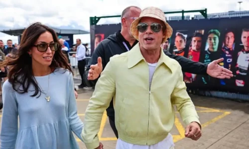 Brad Pitt publicly appears with his girlfriend at British Grand Prix