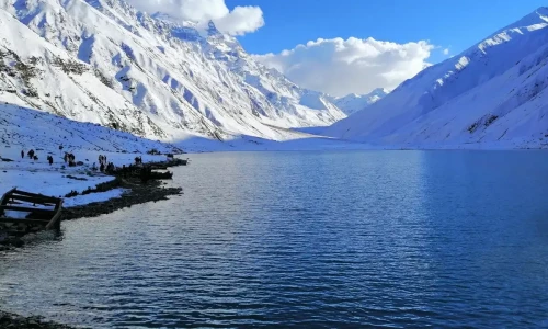 Saif ul Malook lake dazzles after fresh snowfall in Naran