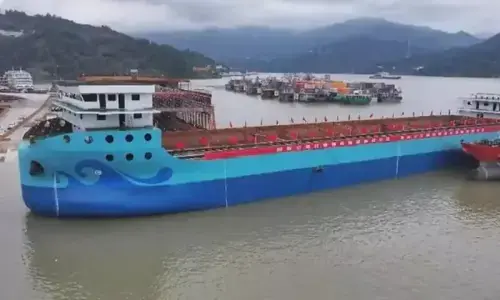 China launches world&rsquo;s largest electric cargo ship