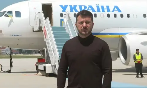 یوکرینی صدر کے جہاز کی اڑان کے راستے میں 5 ڈرونز آگئے