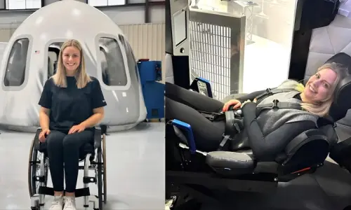 وہیل چیئر استعمال کرنے والی پہلی خلا باز کی زمین پر واپسی