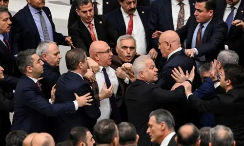 وزیر کی تقرری، ترکیہ کی پارلیمنٹ میں لاتوں اور گھونسوں کی بارش