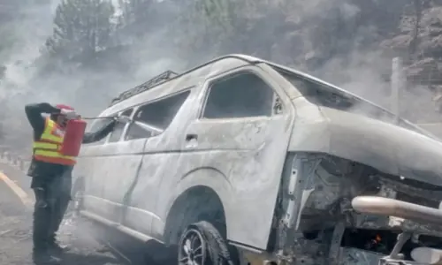 Ten killed as van plunges into ravine, catches fire on Murree Expressway