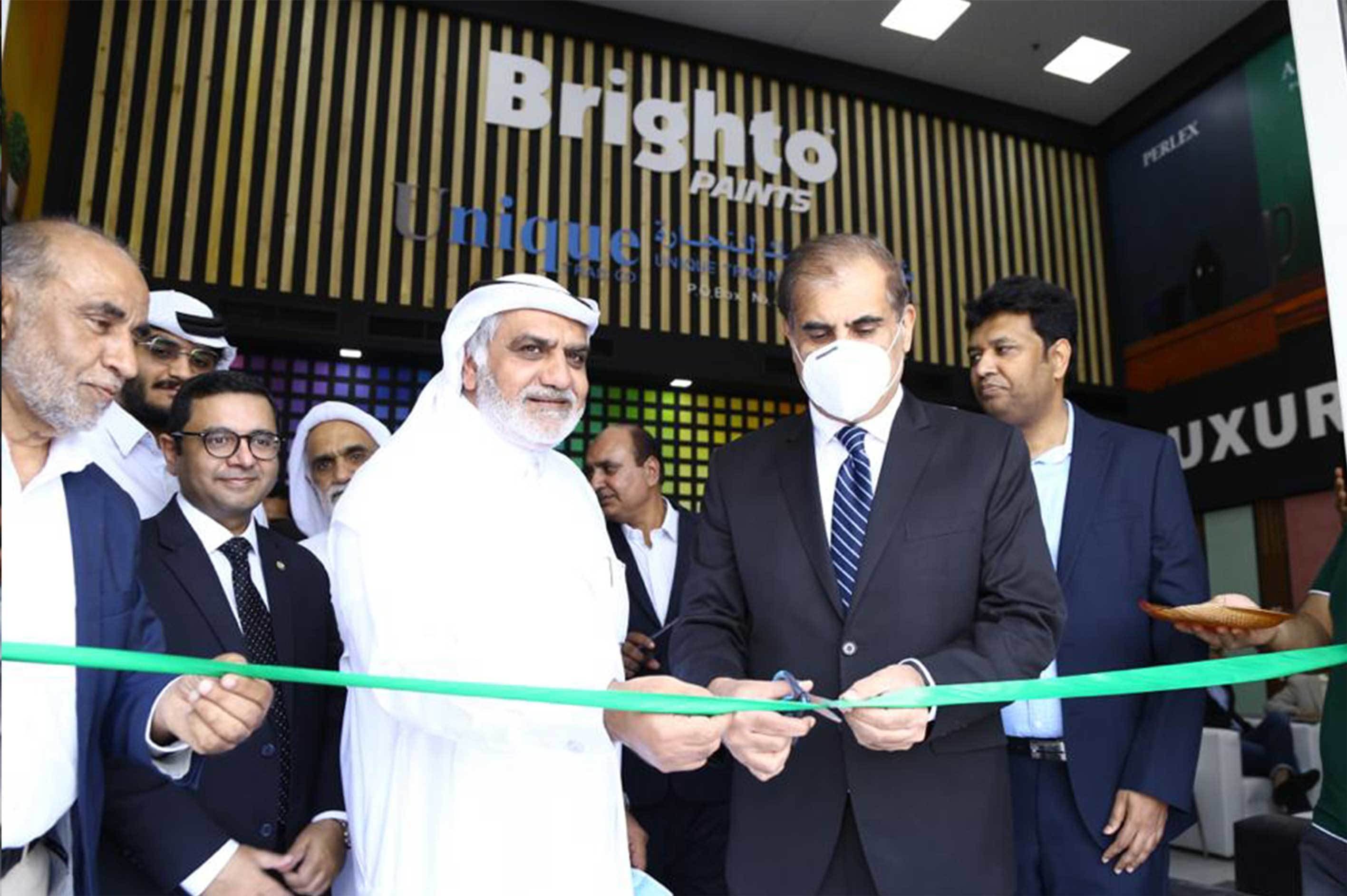 Ceremonial ribbon cutting by H.E Syed Ahsan Raza Shah along with chairman Unique Trading Company Mr. Abdulrahman Mohammed Al-Muftah and attendees. Ceremonial ribbon cutting by H.E Syed Ahsan Raza Shah along with chairman Unique Trading Company Mr. Abdulrahman Mohammed Al-Muftah and attendees.