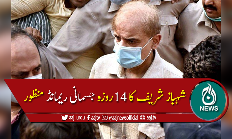 منی لانڈرنگ کیس میں شہبازشریف 14روزہ جسمانی ریمانڈ پرنیب کےحوالے
