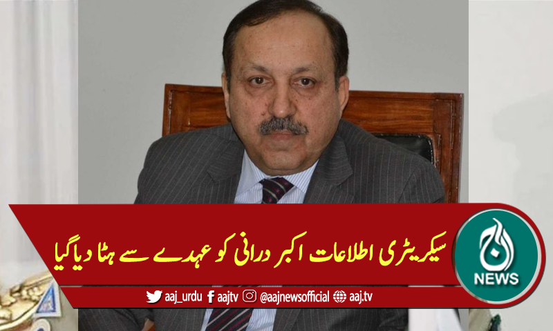 سیکریٹری اطلاعات اکبر درانی کو عہدے سے ہٹا دیاگیا