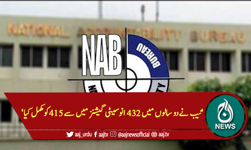 'نیب نےدو سالوں میں 432 انوسیٹی گیشنز میں سے 415کومکمل کیا'