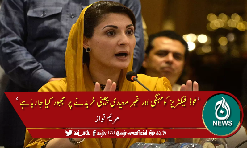 فوڈ فیکٹریز کومہنگی اور غیر معیاری چینی خریدنے پر مجبور کیا جا رہا ہے: مریم نواز