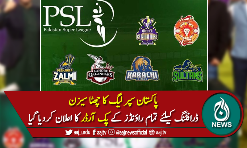 پی ایس ایل 6: ڈرافٹنگ کیلئے تمام راؤنڈز کے پک آرڈر کا اعلان