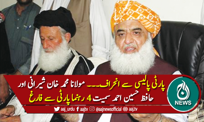 مولانا شیرانی اور حافظ حسین سمیت 4 رہنما پارٹی سے فارغ