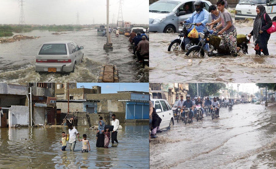 کراچی: بارش، کئی علاقوں میں پانی جمع،شہریوں کو مشکلات،ٹریفک کی روانی متاثر