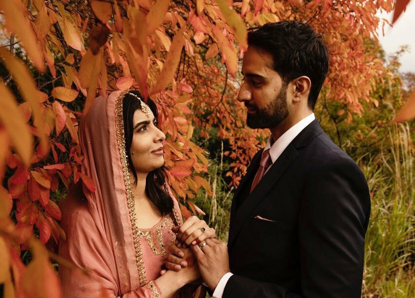 Malala Yousafzai with her husband Asser. Photo courtesy: Twitter