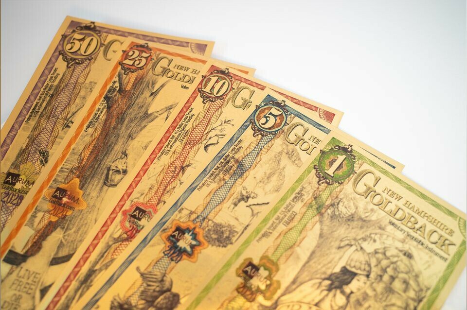 Goldbacks money is infused with particles of gold and comes in denominations ranging from 1, which is 1/1,000th of an ounce of gold, to 50, which is 1/20th of an ounce. Reuters photo