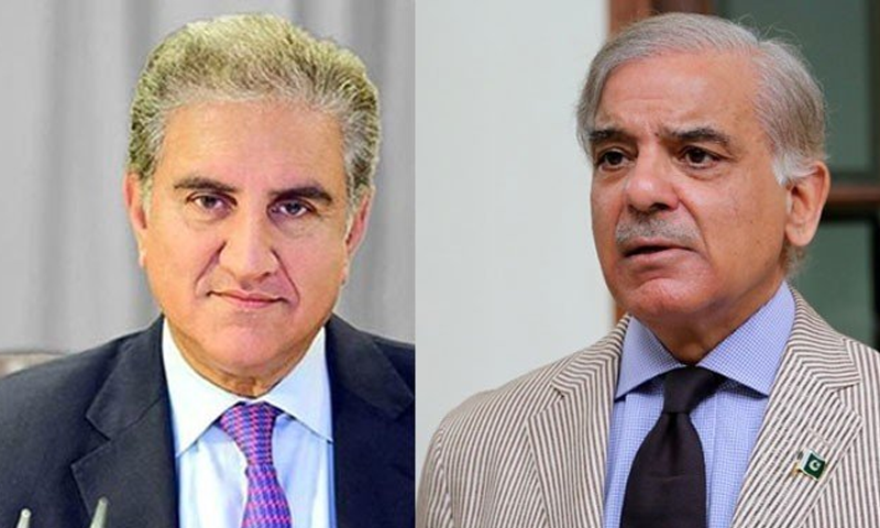 Shah Mahmood Qureshi and Shehbaz Sharif. File photo