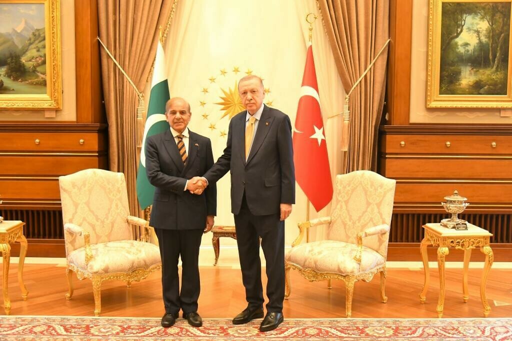 PM Shehbaz with Turkish President Reccep Tayyip Erdogan in Ankara. Handout.