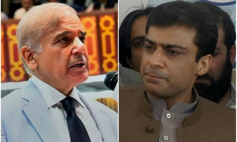 A combination of file photos of Prime Minister Shehbaz Sharif and his son, Punjab Chief Minister Hamza Shehbaz. National Assembly/Agency