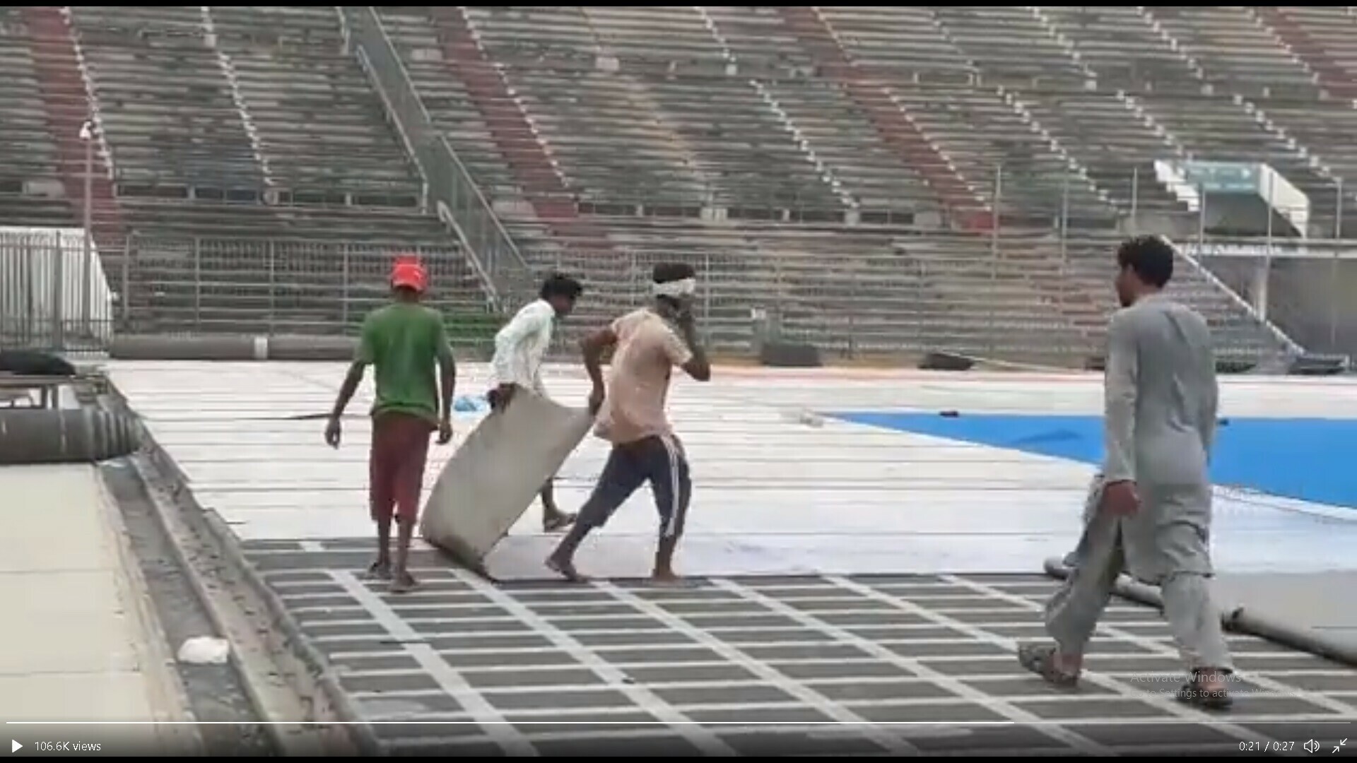 Lahore’s hockey stadium Astroturf removed for PTI jalsa