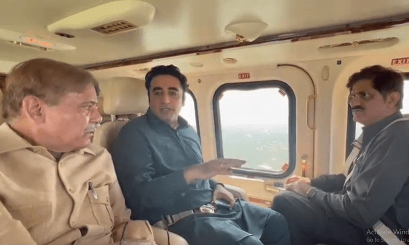 وزیراعظم کا قمبر شہداد کوٹ کا دورہ، سیلاب سے متاثرہ علاقوں کا فضائی جائزہ