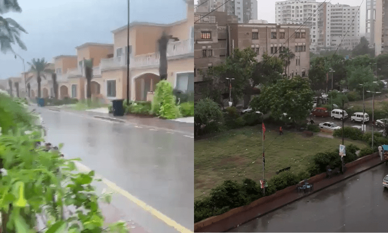 کراچی کے مختلف علاقوں میں تیز بارش، گرمی کا زور ٹوٹ گیا