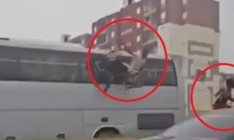 ملک بدری سے بچنے کیلئے تارکین وطن بس کی کھڑکی سے چھلانگ لگا کر فرار