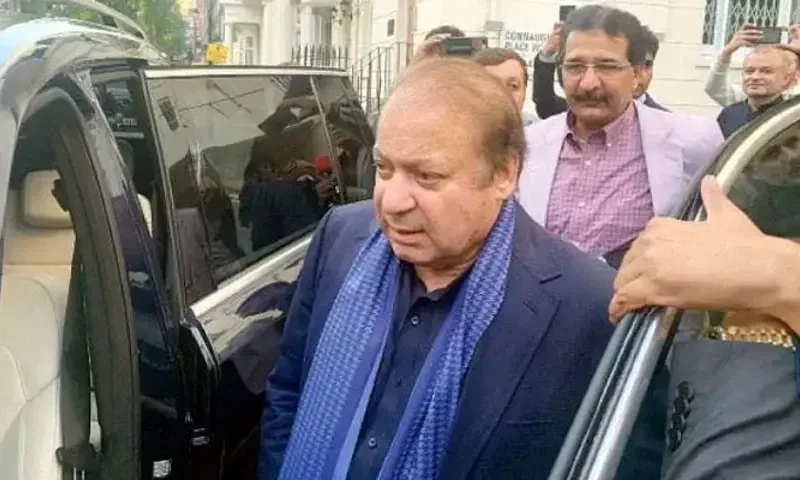 In this file photo, PML-N leader Nawaz Sharif is seen in London, UK. Photo via X