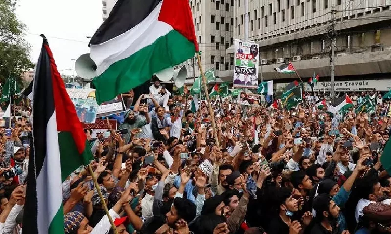 کراچی: فلسطین یک جہتی کمیٹی کے تحت ریلی، غزہ میں مستقل جنگ بندی کا مطالبہ