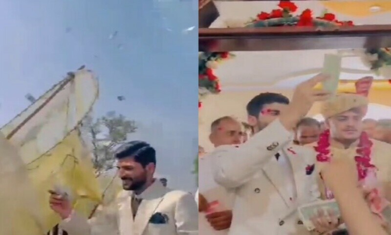 سیالکوٹ میں ملکی و غیر ملکی کرنسی نوٹ نچھاور، ویڈیو وائرل