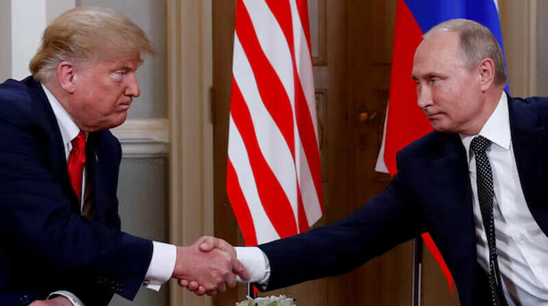 US President Donald Trump and Russian President Vladimir Putin shake hands as they meet in Helsinki, Finland on July 16, 2018. Reuters US President Donald Trump and Russian President Vladimir Putin shake hands as they meet in Helsinki, Finland on July 16, 2018. Reuters