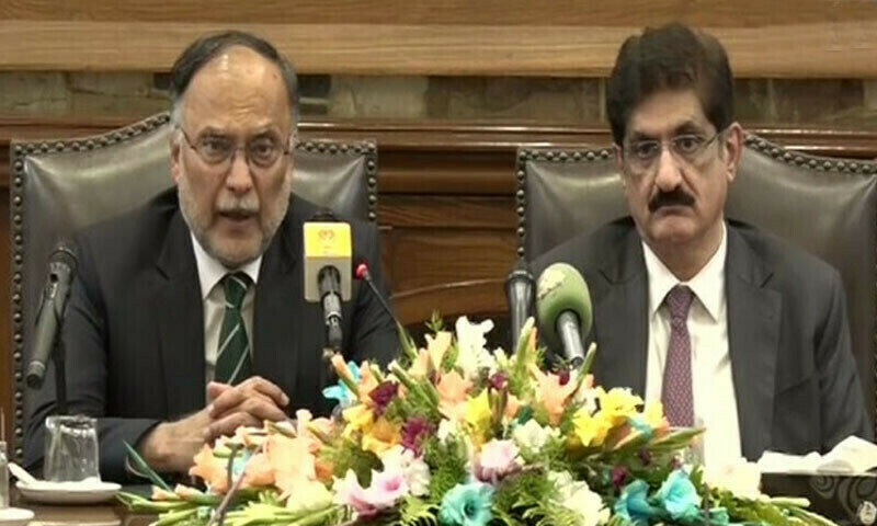 Federal Minister Ahsan Iqbal and Sindh CM Murad Ali Shah. TV grab Federal Minister Ahsan Iqbal and Sindh CM Murad Ali Shah. TV grab
