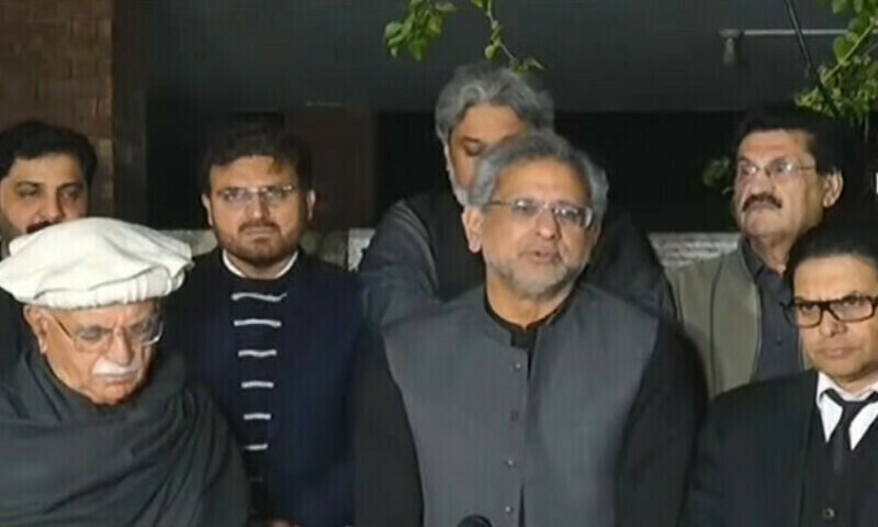 Opposition leaders during a press conference. TV grab Opposition leaders during a press conference. TV grab