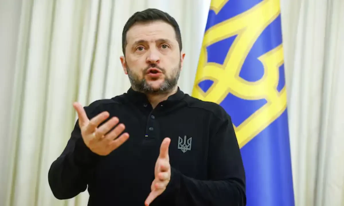 Ukraine’s President Volodymyr Zelenskiy speaks during a press conference in Kyiv on February 26, 2025. Reuters