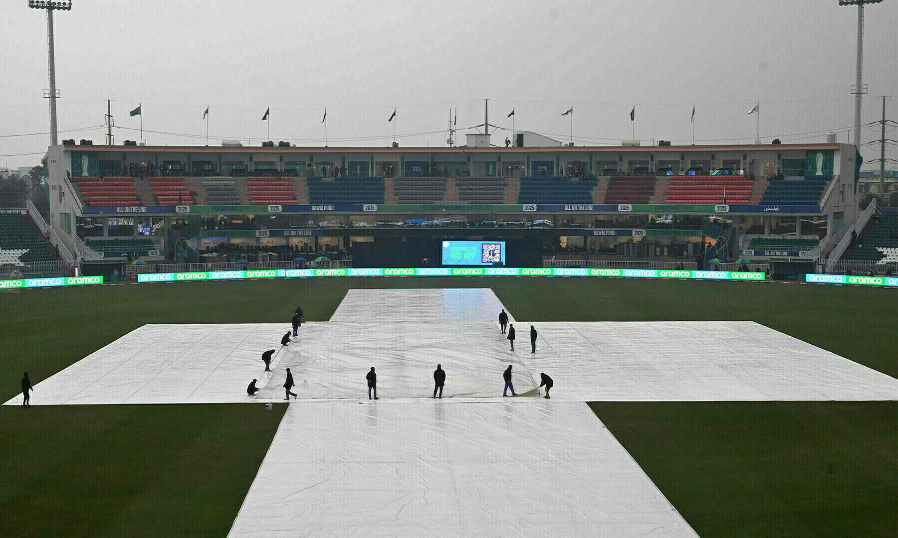 Heavy rainfall left the outfield unplayable. APP
